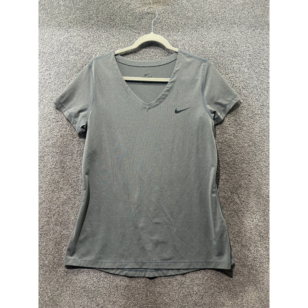 Nike Dri-FIT Performanceā T-Shirt Womens XL Gray V Neck Short Sleeve Athleisure